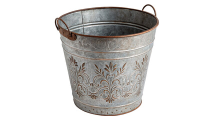 Old metal bucket or rustic zinc pail isolated on transparent background © Ivanka
