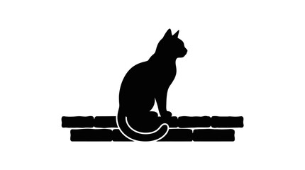 Helloween Black cat silhouette, sitting cat icon, feline vector, pet symbol isolated on White Background vector © MdAbdul