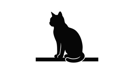 Helloween Black cat silhouette, feline icon, pet symbol, animal shape isolated on White Background vector © MdAbdul
