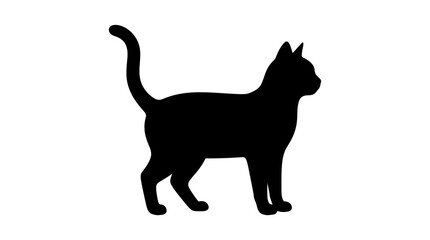 Helloween Black cat silhouette, feline icon, animal shape, pet symbol isolated on White Background vector © MdAbdul