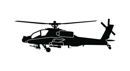 Military Helicopter Silhouette On A White Background © MuhammadShamim