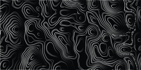 Fototapeta premium Topographic map style abstract lines and contours in black and white with gradient shading vector illustration
