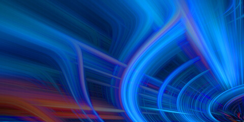 Abstract blue light trails background with dynamic energy motion and flowing neon lines. © Md