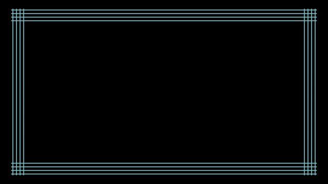 A border frame with turquoise lines on a black background
