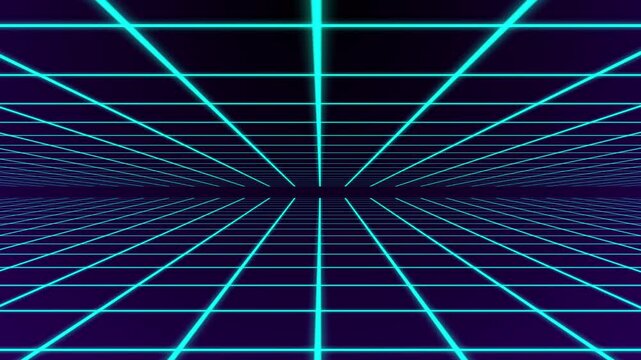3d neon perspective grid lines loop animation gradient background.