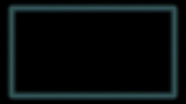 A teal border frame is centered on a solid black background