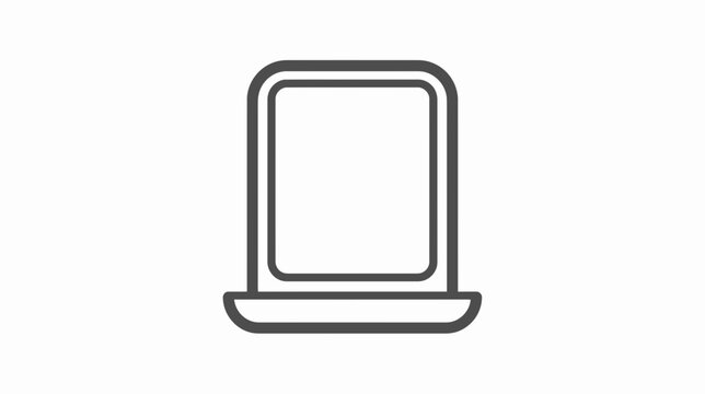 Minimalist Icon of a Compact Mirror, Outline Drawing
