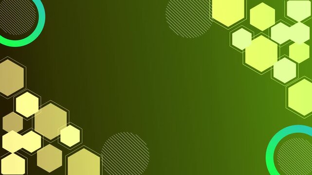 Abstract background with hexagonal clusters and circular accents modern geometric pattern animation