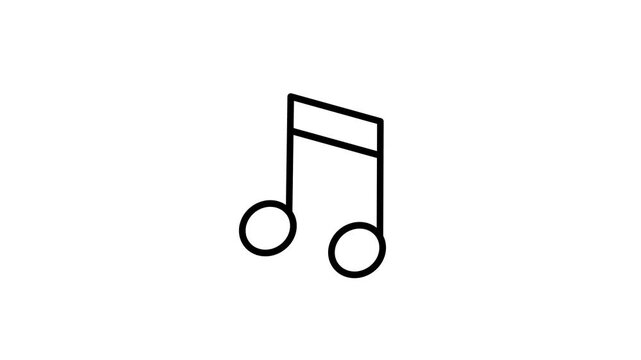 Minimalist music note icon animation on white background