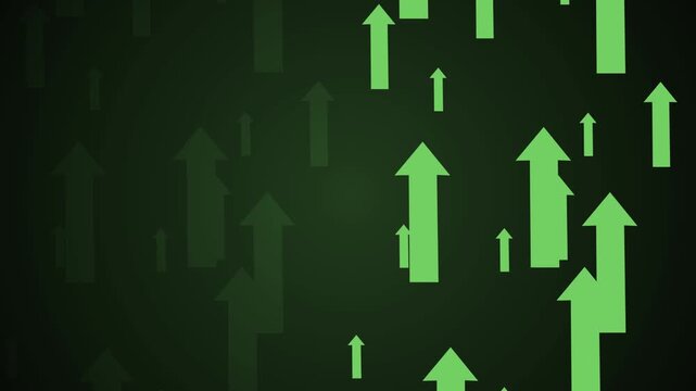 Arrows of varying sizes pointing upward gradient background animation