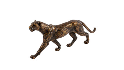 Bronze sculpture figurine of running cheetah or leopard isolated on transparent background © Galina