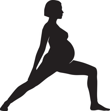Pregnant Woman Yoga Silhouette Vector Graphic for Prenatal Fitness Exercise