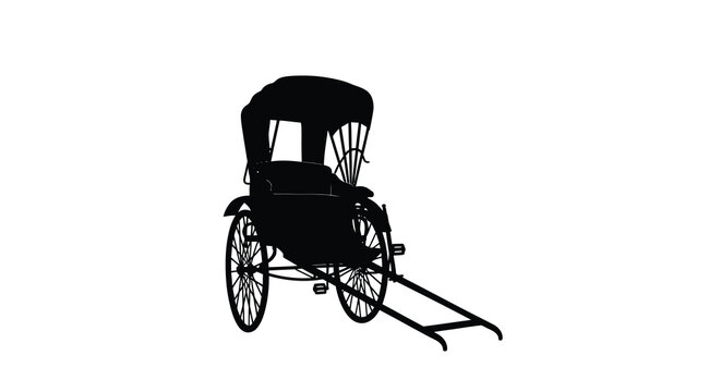 Rickshaw vehicle silhouette against a white background silhouette