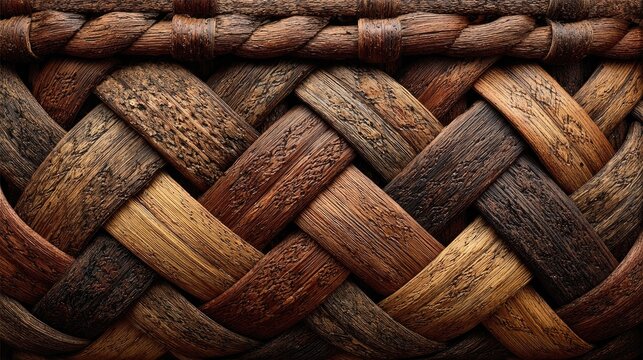 Detailed macro view of dark woven wood texture pattern.