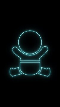 Baby care , toddler or infant care flat neon icon 4K video animation