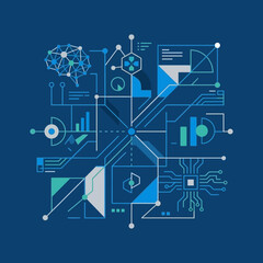 Fototapeta premium Abstract technology vector illustration representing artificial intelligence and data analytics
