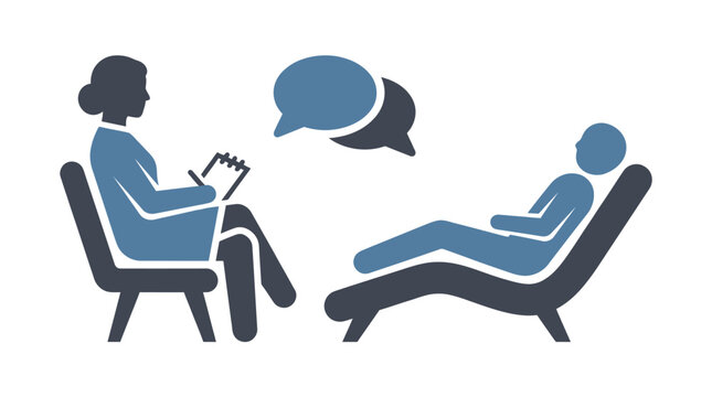 Psychologist taking notes while patient lies on couch during therapy session