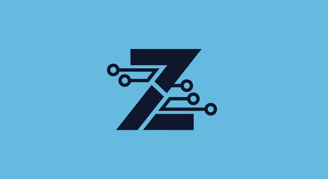 Digital letter Z tech logo with circuit board nodes.