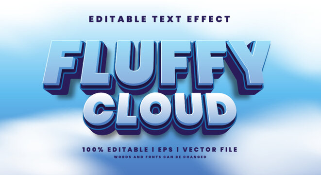 Editable fluffy cloud 3d text effects