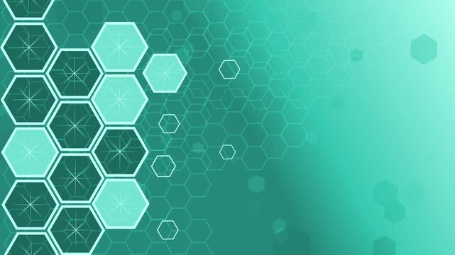 Abstract hexagon pattern with outlined honeycomb shapes on left gradient background animation