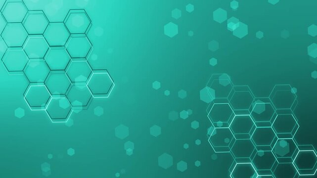 Abstract background with neon hexagon grids glowing bokeh hex shapes animation