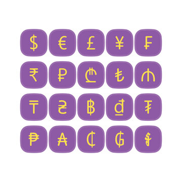 word currency icon set