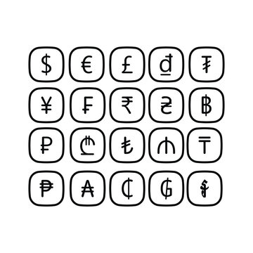 word currency icon set
