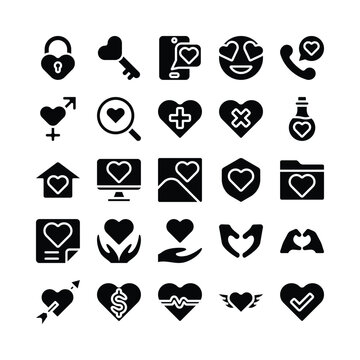 love valentine day icon set
