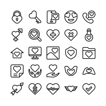 love valentine day icon set