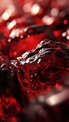 Obraz premium Captivating close-up of red wine showcasing its rich texture, vibrant color, and luxurious quality.