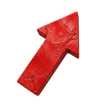 Red upward arrow pointing on white background