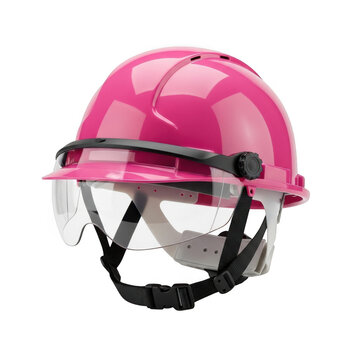 Pink protective safety helmet with face shield