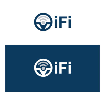 IFi logo with WiFi symbol on white and blue backgrounds icon