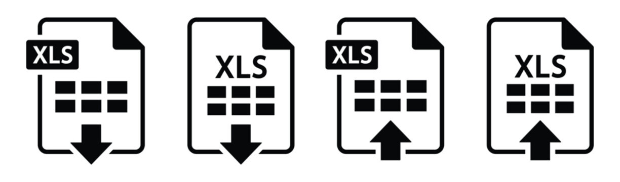Excel file upload and download format icon. Xls icon, vector illustration