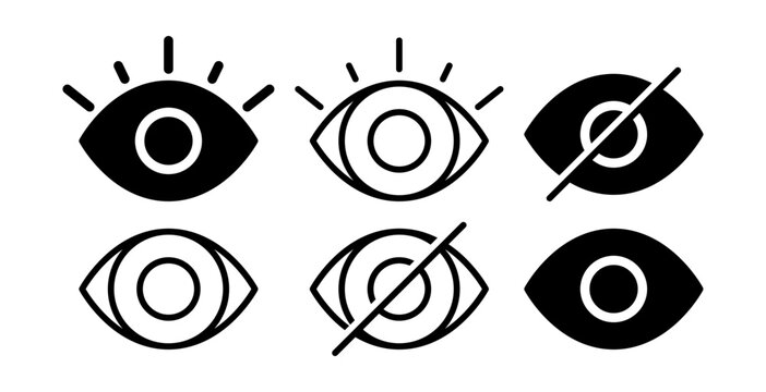 eye icon set. vision icon, see view icons - eyesight symbol - invisible eye hide icon, incognito icon no eye view hidden icon set. vision icon, unsee icons