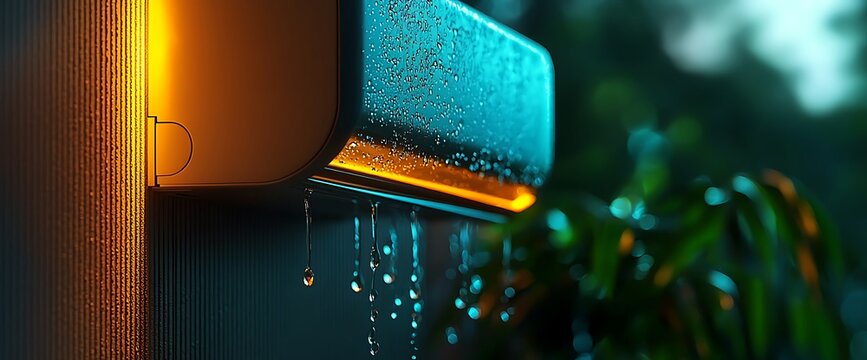 Modern exterior light fixture, water droplets