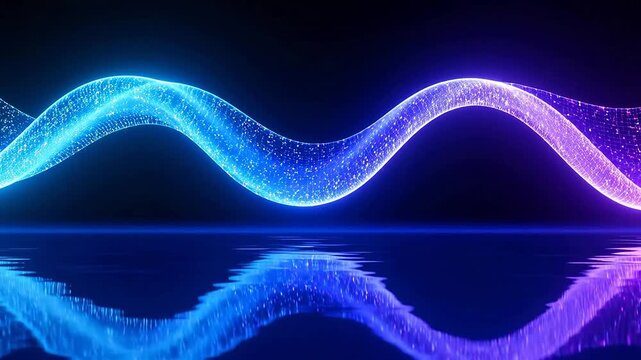 Neon blue purple waves in dark space