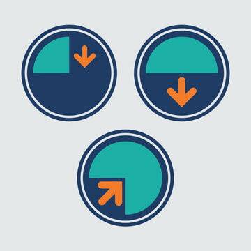 Three circular icons showing pie charts with arrows indicating progress