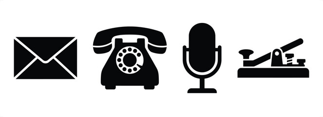 Communication methods icons in a row during a studio shoot with white background and flat lighting © Graphic Seller