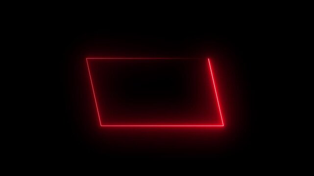Red Neon Rectangle Frame Glowing on Black Background Keywords: neon, frame, rectangle, glowing, red, geometric, abstract, border, light, luminous, dark, background, shape, design, element, digital
