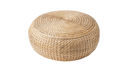Round woven straw cushion pad natural material rustic home decor isolated on transparent background © novenko-png