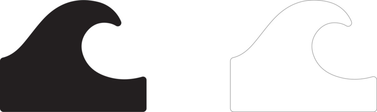 High ocean wave vector icon filled and outline, marine tide for surfing and storm symbol.