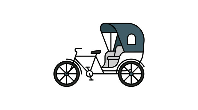 Illustration of a traditional rickshaw with a canopy, isolated on a white background.