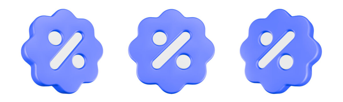 percent icon 3d render circle button