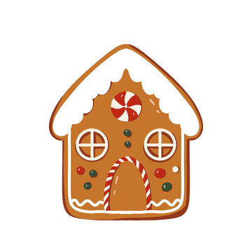Christmas gingerbread house illustration isolated on transparent background