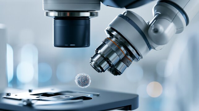 Optically controlled microgripper positioning a single biological cell with high precision. Biotechnology, microsurgery, laboratory automation, cell engineering and precision medical research
