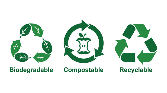 Recycling, Compostable and Biodegradable Icons Set