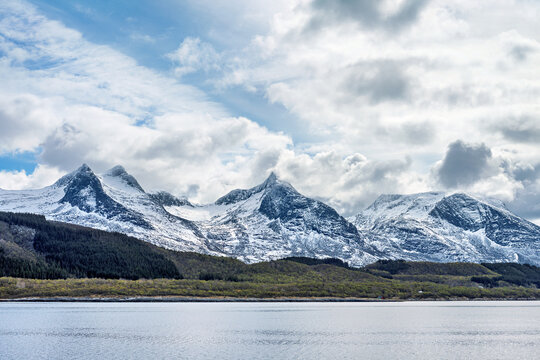 Part of the mountain range "The seven sisters" (De syv soestre) in Alstahaug Municipality, Norway.