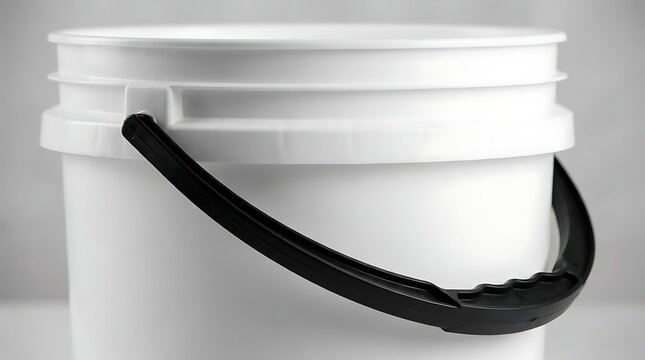 Flame-5 gallon bucket isolated on a neutral background, showcasing a durable industrial plastic container with a sturdy black handle for utility use.