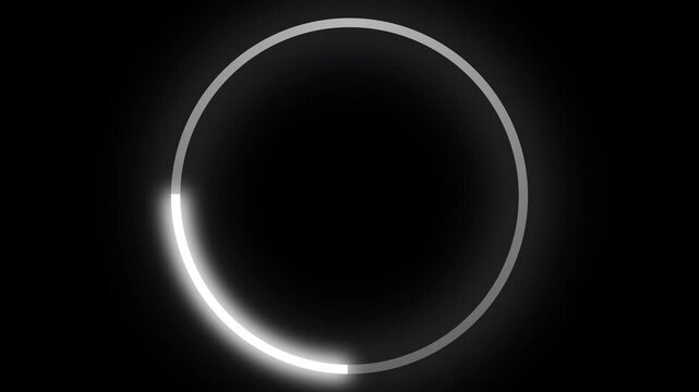 Pulse Ring Loading Circle Icon Animation on Black Background. Download Progress, Preloader Animation Web Design Template. Seamless Loop 4K Motion Graphic with Alpha Channel.